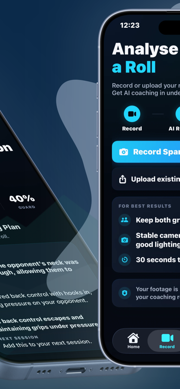 BJJ Vision AI — Record or upload sparring footage to get AI coaching in under a minute.