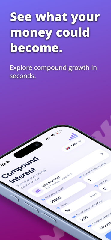 Compound Interest: Calculator — Enter starting amount, interest rate, duration, contributions and compounding frequency.
