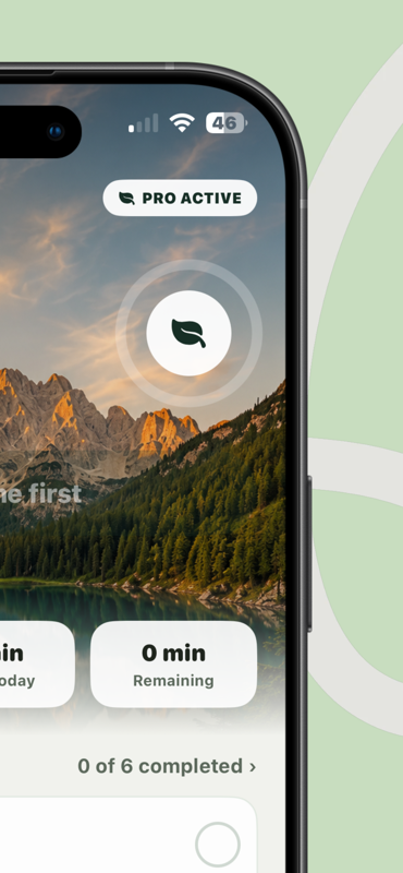 Earn Screen Time: App Blocker — Remaining balance on Home with Earn Access Pro active — earned time you can spend intentionally.